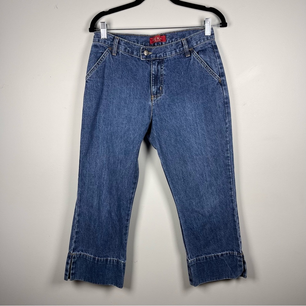 Zena Jean Cropped Capri Cropped Jeans Blue Wash Cotton Denim Size 6 Y2K 90s